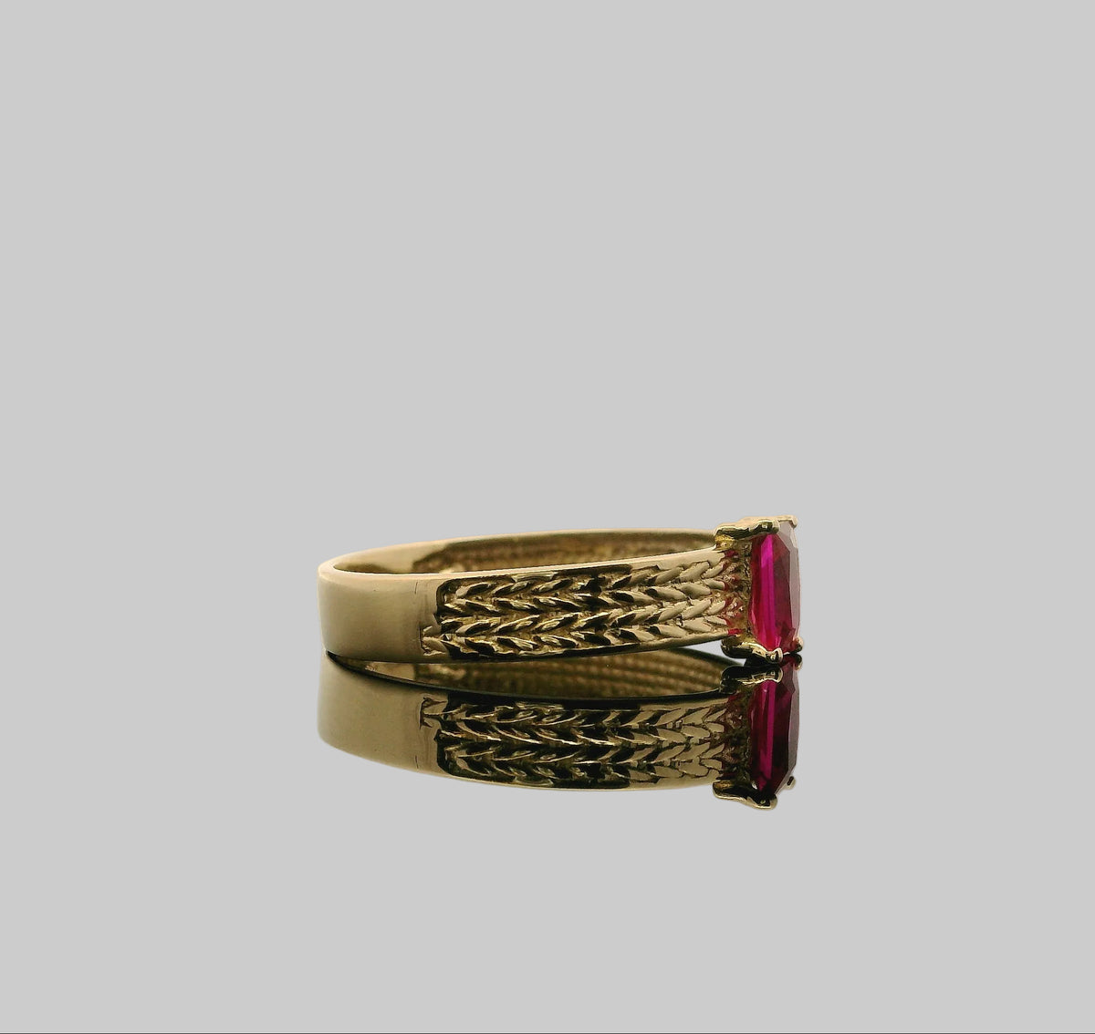 ANILLO SOLITARIO BAGUETTE TEXTURIZADO ORO 14K