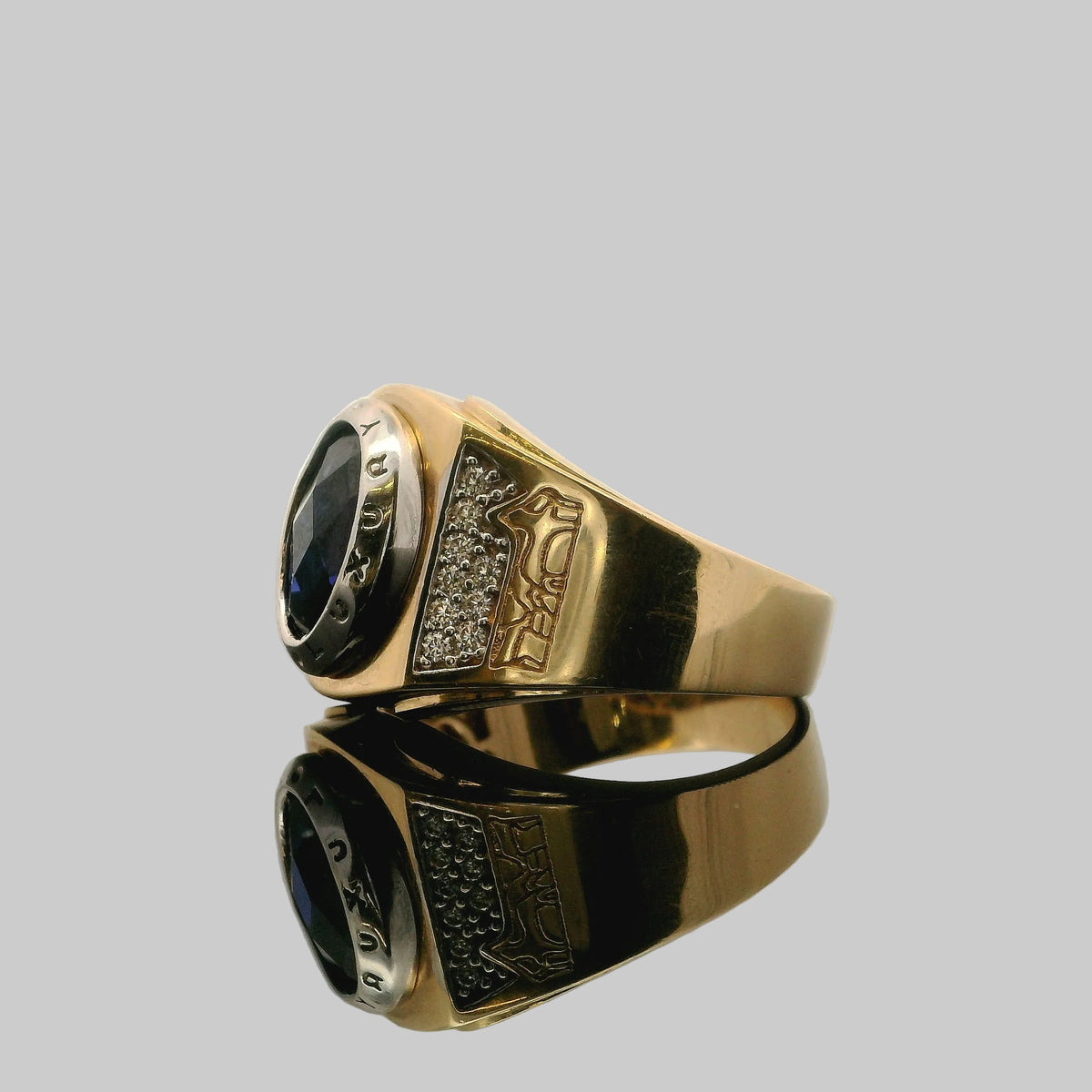 ANILLO CON PIEDRA AZUL ESTILO ELEGANTE 14K