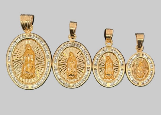 DIJE OVALADO VIRGEN DE GUADALUPE 14K