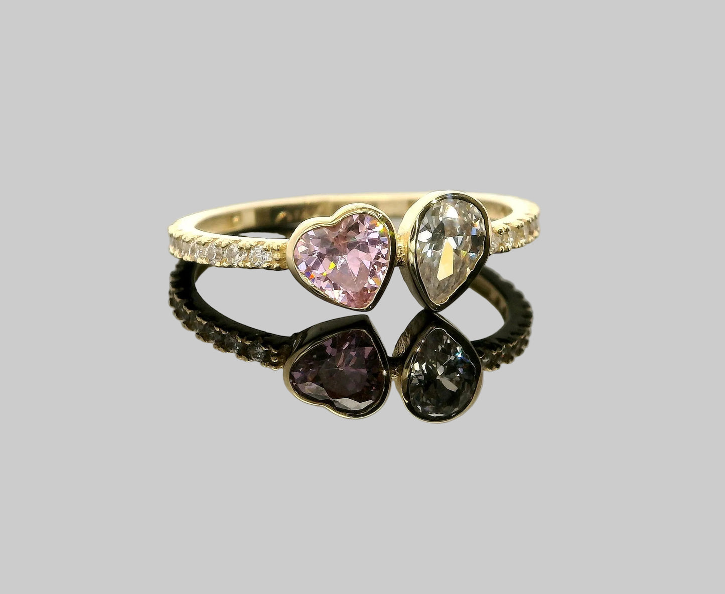 Anillo gota y corazón