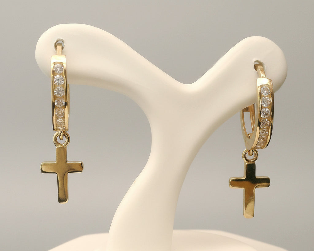 ARETES CRUZ COLGANTE