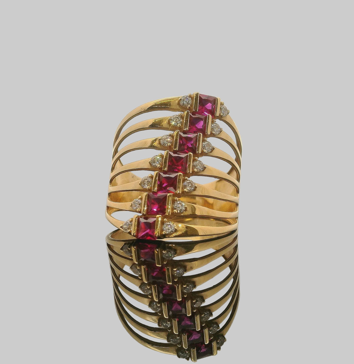 ANILLO DE ORO CON PIEDRAS DE COLORES 14K
