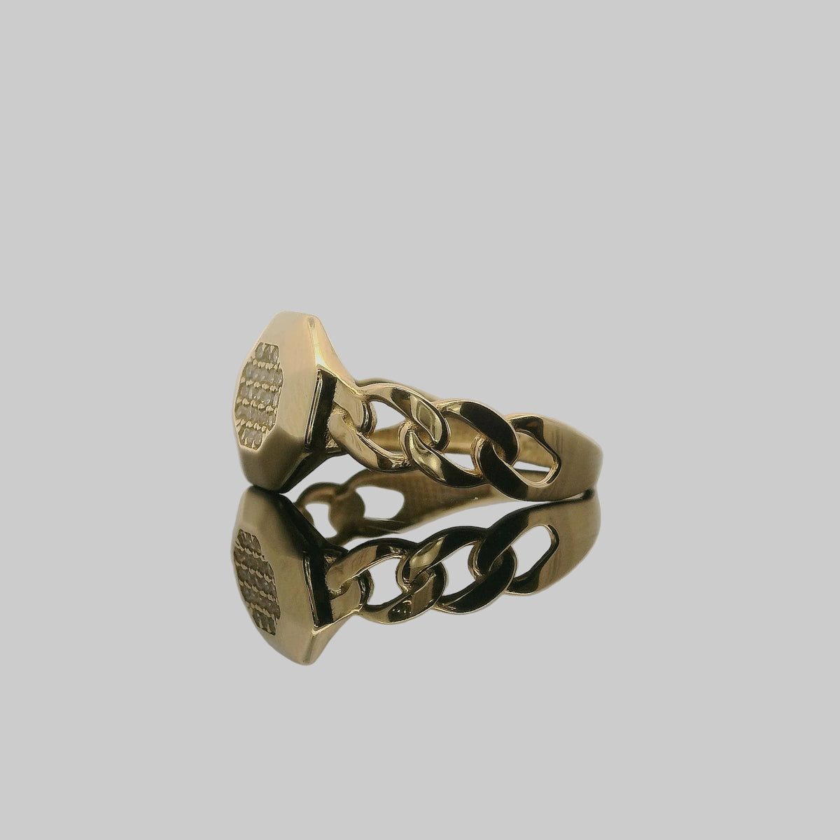ANILLO DE ORO CON DISEÑO OCTAGONAL Y DETALLES BRILLANTES 14K