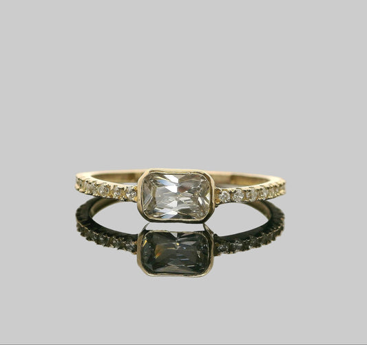 ANILLO CON CIRCONIA RECTANGULAR 14K