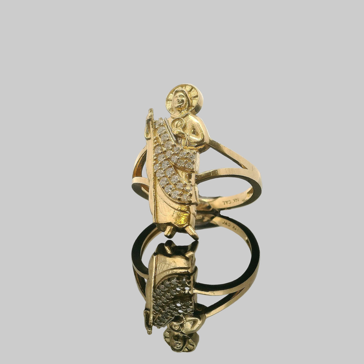 ANILLO SAN JUDAS TADEO CON PIEDRAS 14K