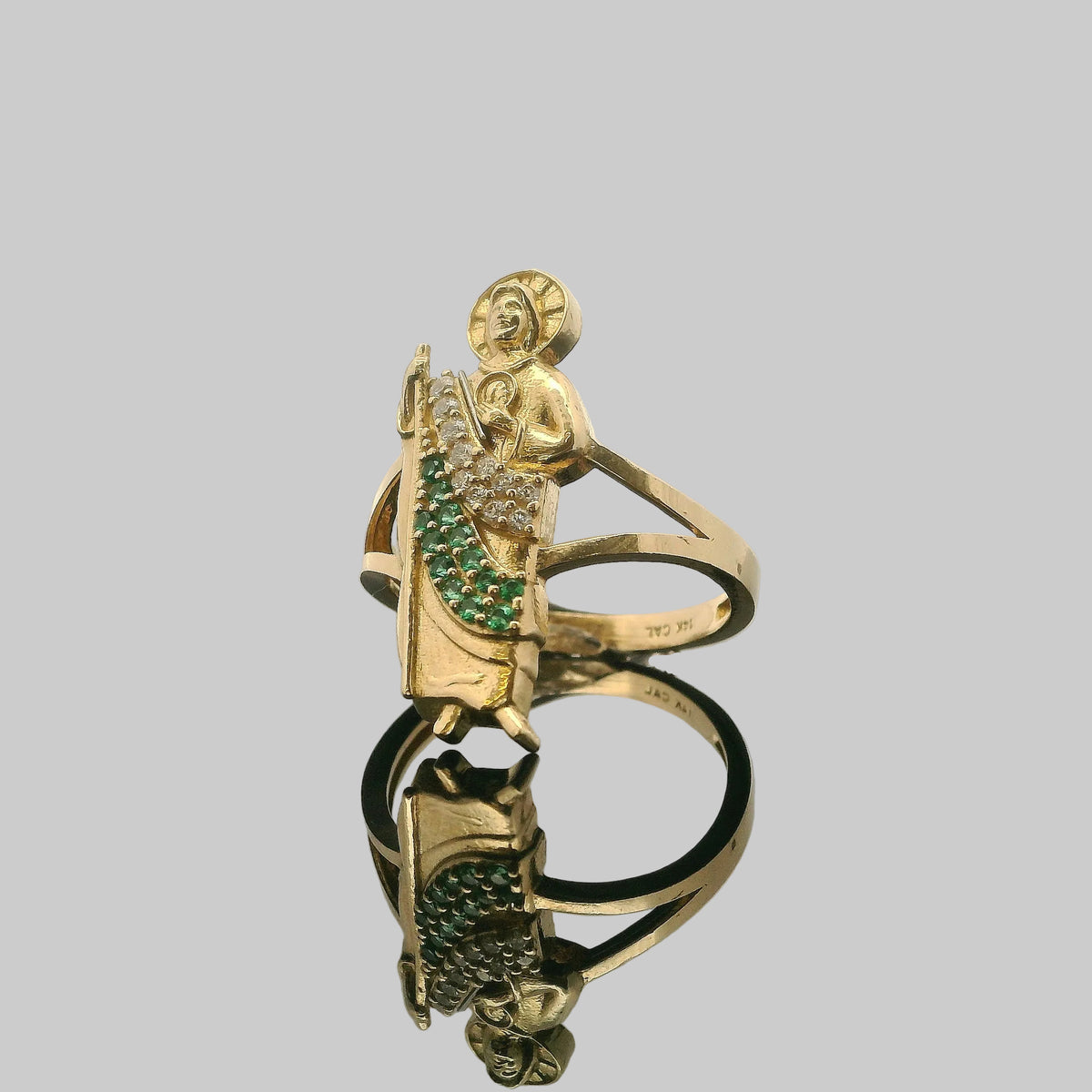 ANILLO SAN JUDAS TADEO CON PIEDRAS 14K