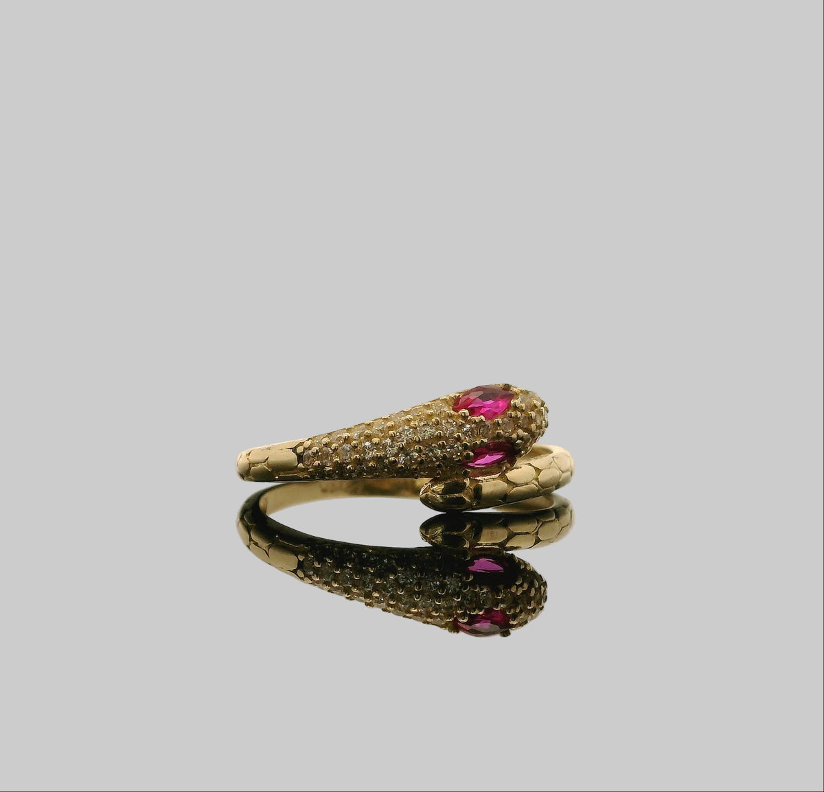 ANILLO SERPIENTE 14K CON ZIRCONIAS