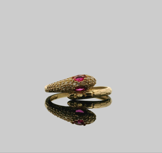 ANILLO SERPIENTE 14K CON ZIRCONIAS