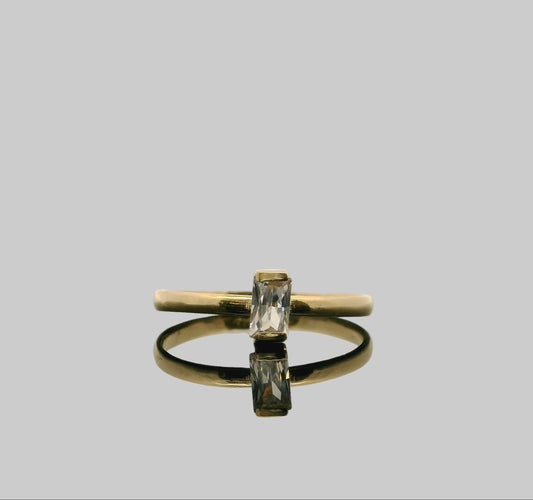 ANILLO SOLITARIO BAGUETTE 14K