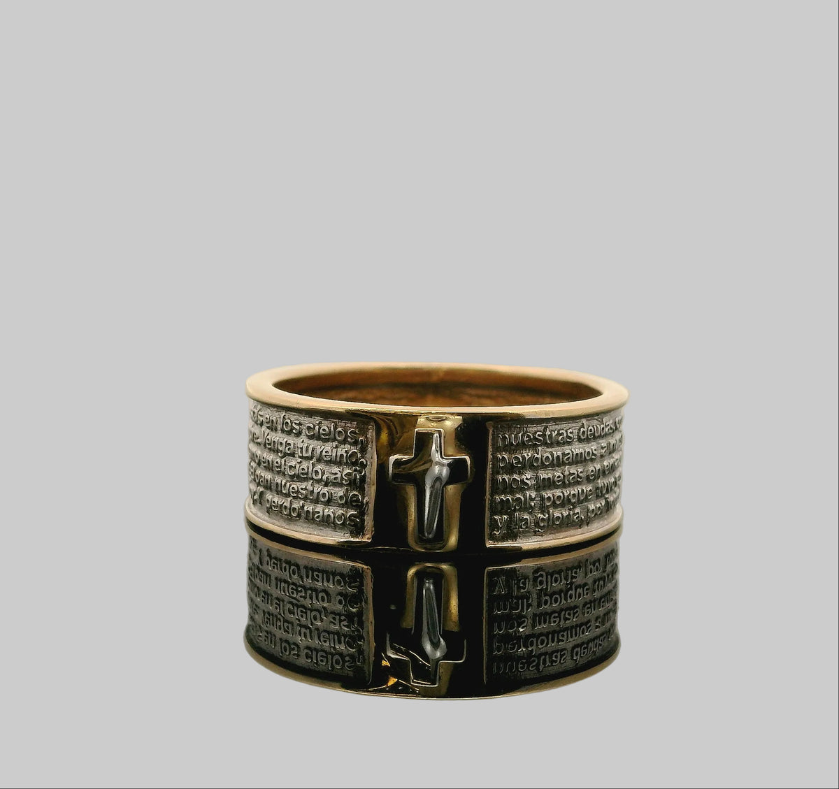 ANILLO PADRE NUESTRO CON CRUZ 14K