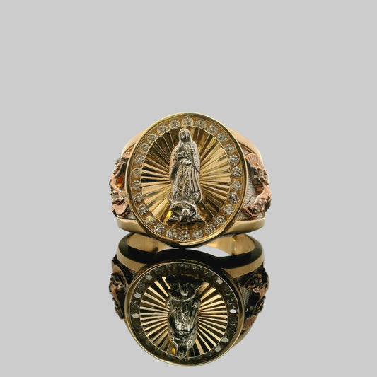 ANILLO VIRGEN DE GUADALUPE ESTILO RADIANTE 14K